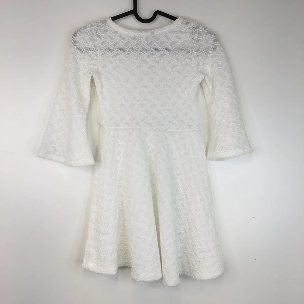 Tahari Girl Bell Sleeve White Dress Size 6X